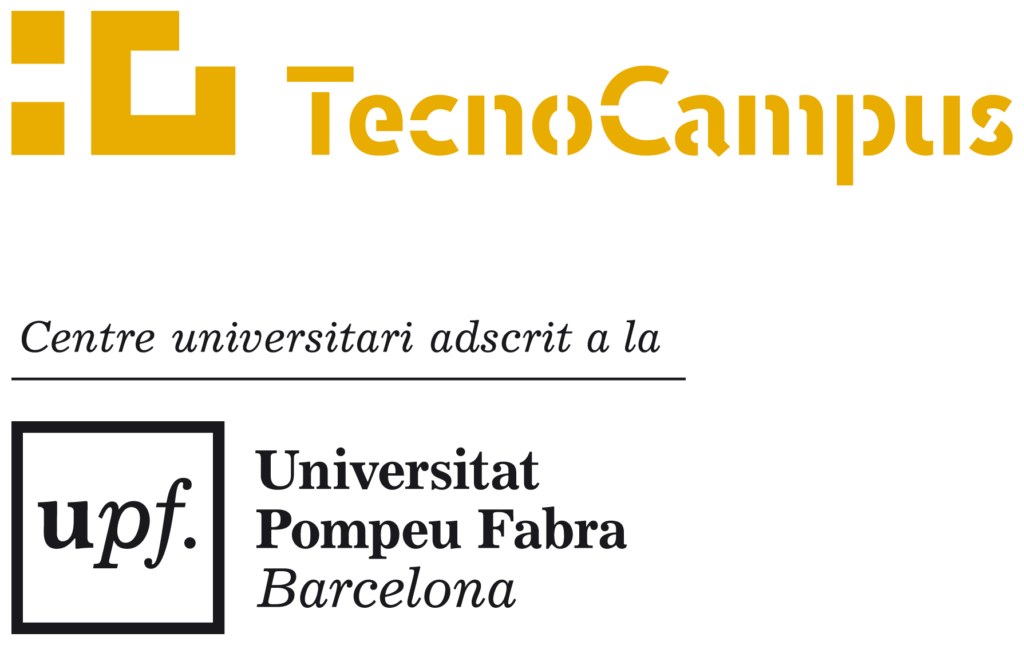 Logo de TecnoCampus, centro universitario adscrito a la Universitat Pompeu Fabra, impulsor de innovación y emprendimiento.